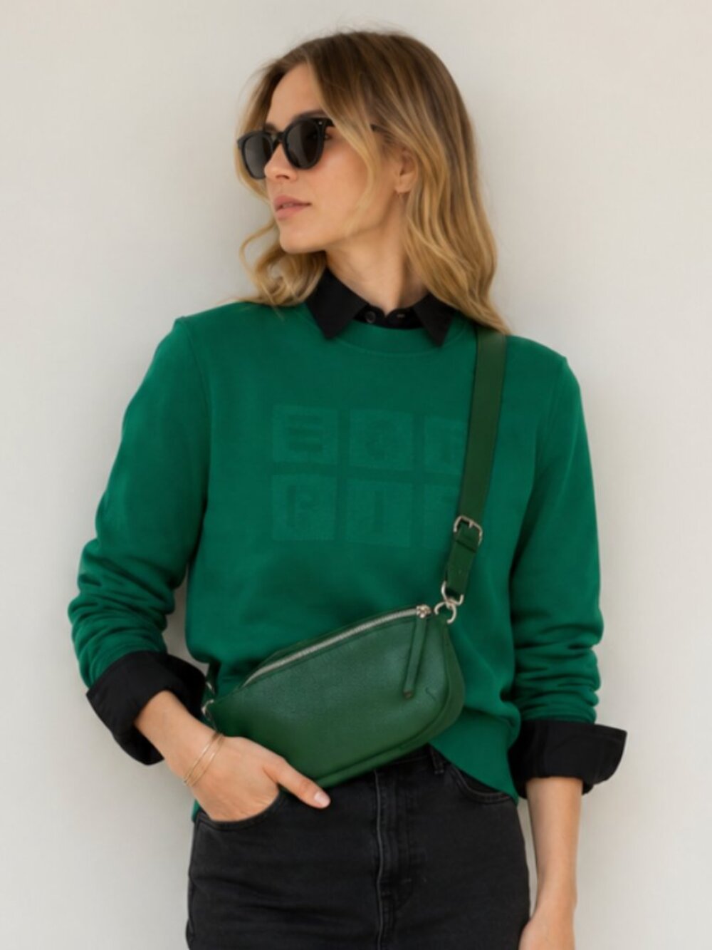 Vintage 90s ESPRIT Green Logo Sweatshirt Boxy Minimalist Fit Small